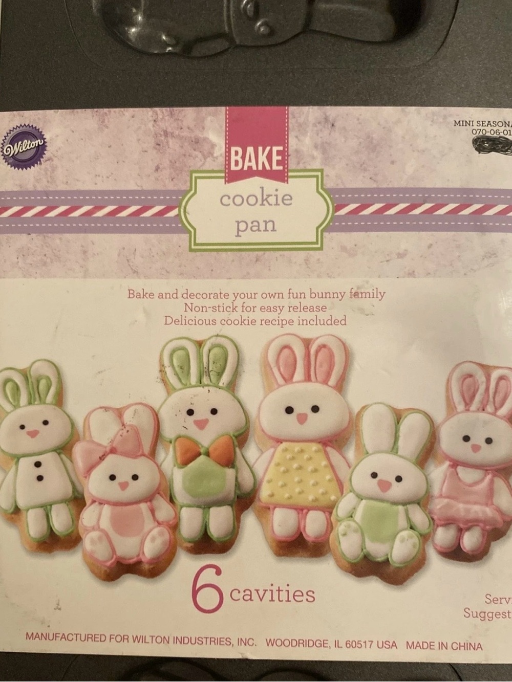 Wilton Bunny Cookie Pan with Pink, Green, White Accents